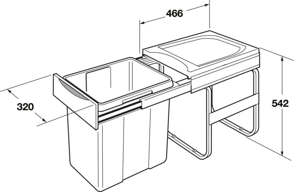 Hailo Easy Cargo 3668-40 Model Tek Çöp Kutusu 40 litre Çelik/Plastik Gri