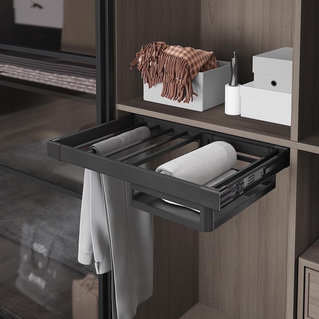 Teleskopik Raylı Alüminyum Çekmeceli Pantolonluk 800 mm