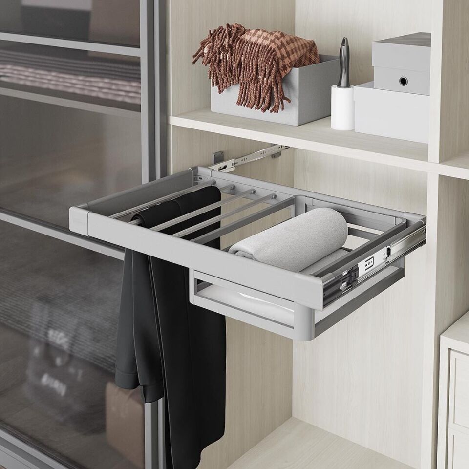 Teleskopik Raylı Alüminyum Çekmeceli Pantolonluk 800 mm