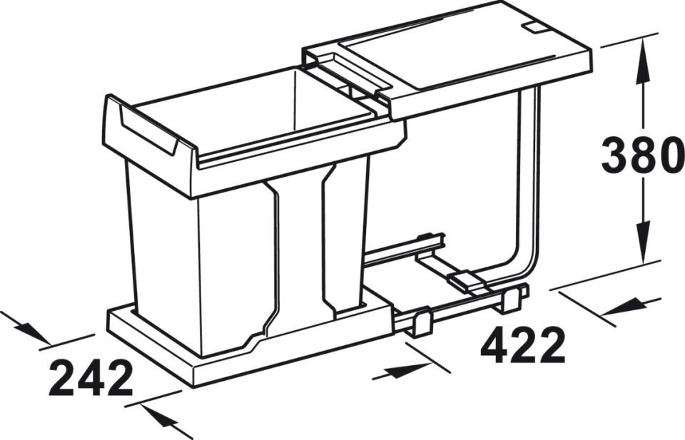 Hailo Solo 3635-01 Plastik Tek Çöp Kutusu 20 litre | Min 300 mm Dolap Genişliği Arduvaz Grisi