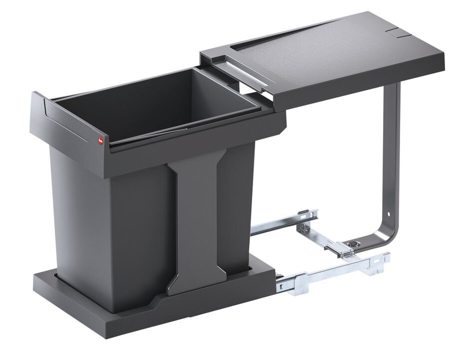 Hailo Solo 3635-01 Plastik Tek Çöp Kutusu 20 litre | Min 300 mm Dolap Genişliği Arduvaz Grisi