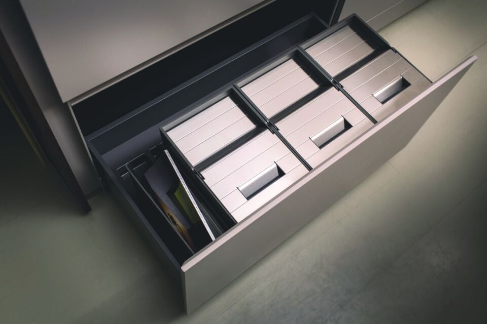 HÄFELE PREMIERE Çekmece İçi Çöp Kutusu 2x13 Lt | 600 mm Kapak Genişliği Antrasit