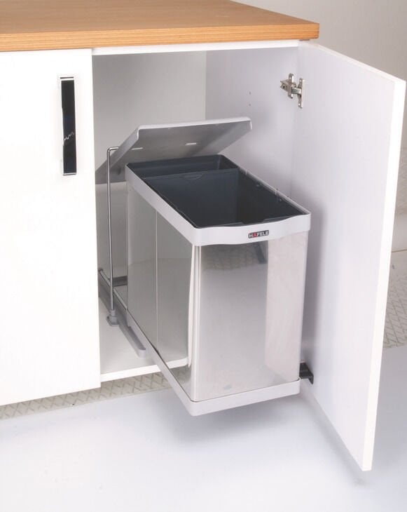 HÄFELE CLEVER, 20+1 Lt Çöp Kutusu | Min 350 mm Dolap Genişliği Paslanmaz Çelik