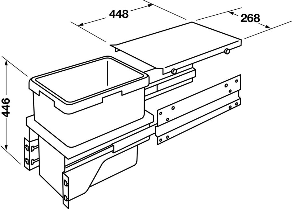 EURO CARGO-S Raylı Çöp Kutusu 1x30 Lt Gri