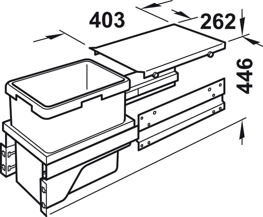 EURO CARGO-S Raylı Çöp Kutusu 1x30 Lt Gri
