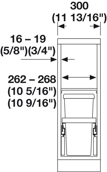 EURO CARGO-S Raylı Çöp Kutusu 1x30 Lt Gri