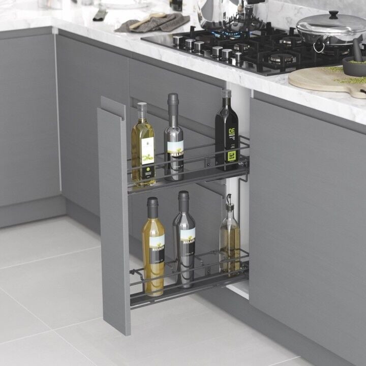 Gizli Raylı Şişelik (Çift Açılım) Ahşap 106 mm Sol