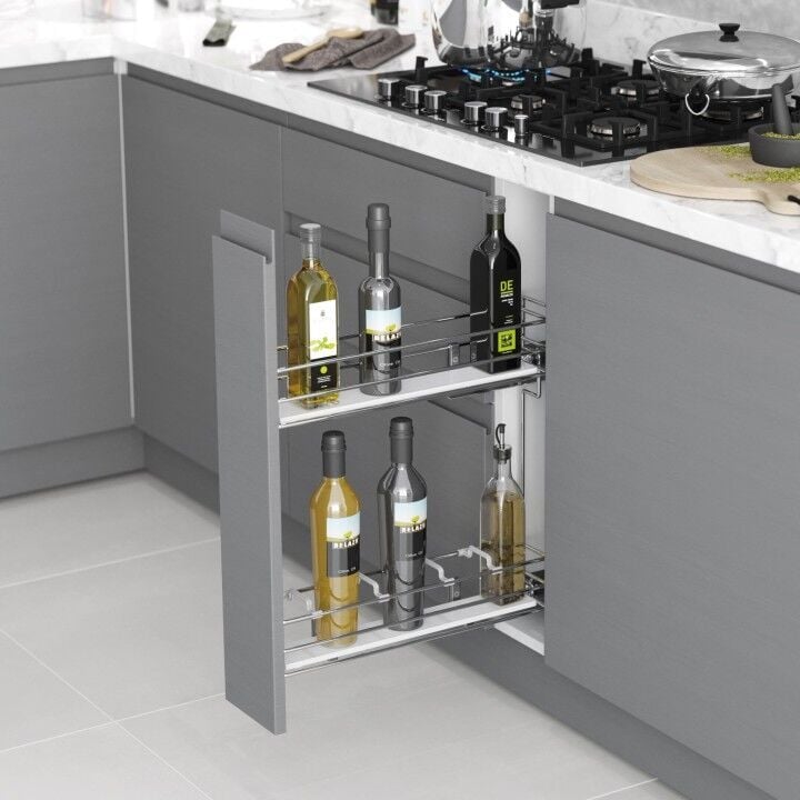 Gizli Raylı Şişelik (Çift Açılım) Ahşap 106 mm Sol