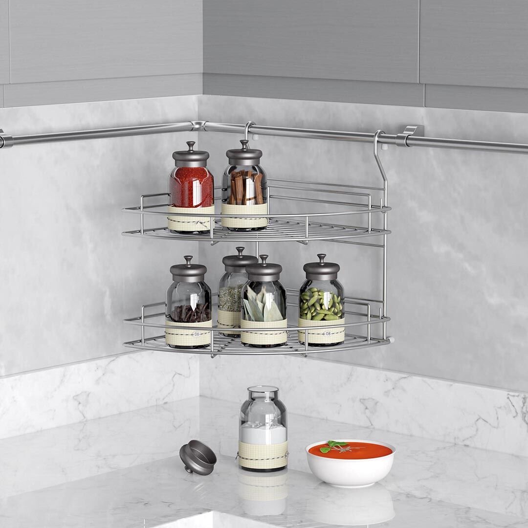 Klasik İki Raflı Köşe Sepeti