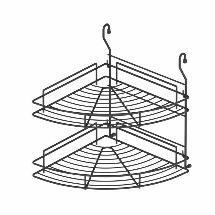 Klasik İki Raflı Köşe Sepeti Antrasit