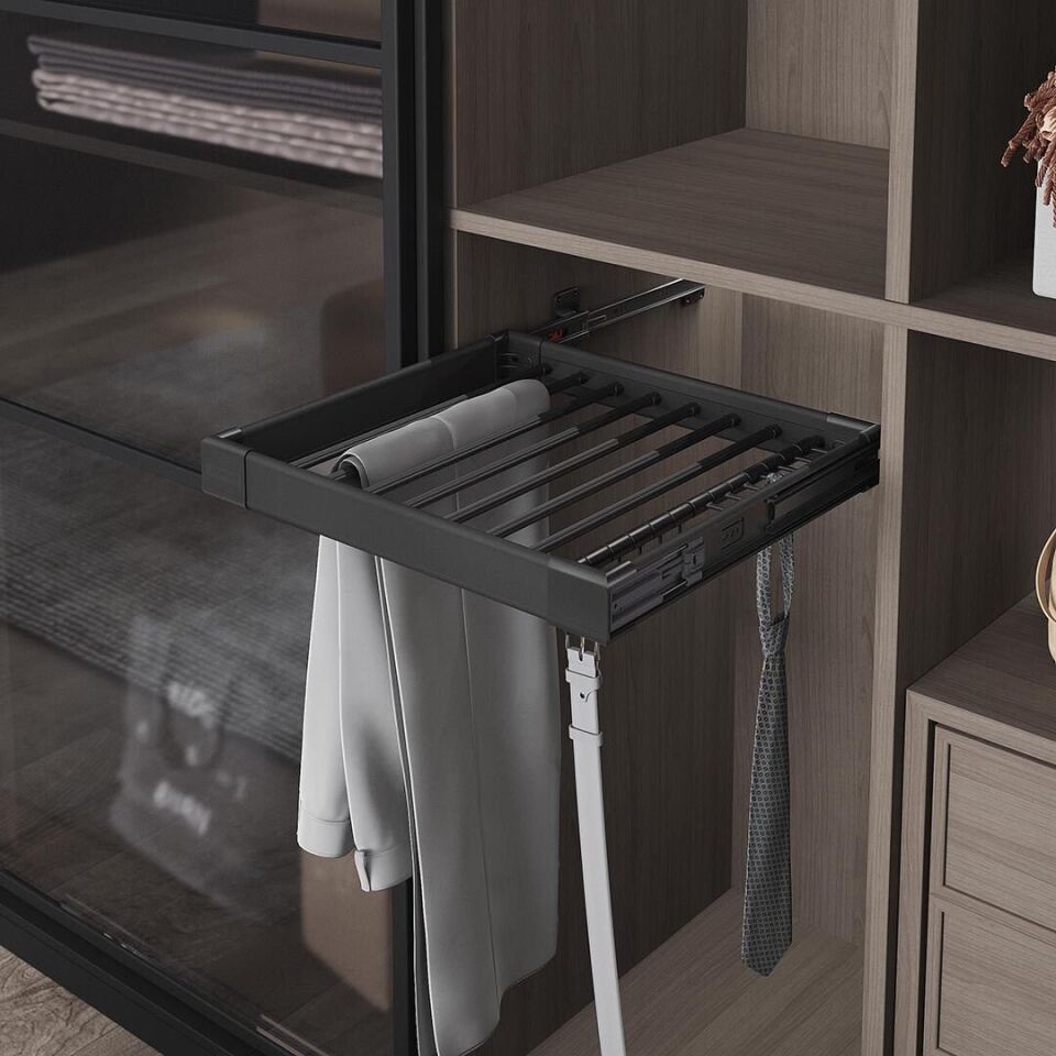 Teleskopik Raylı Alüminyum Pantolonluk - Kemer, Kravat Askılık 700 mm