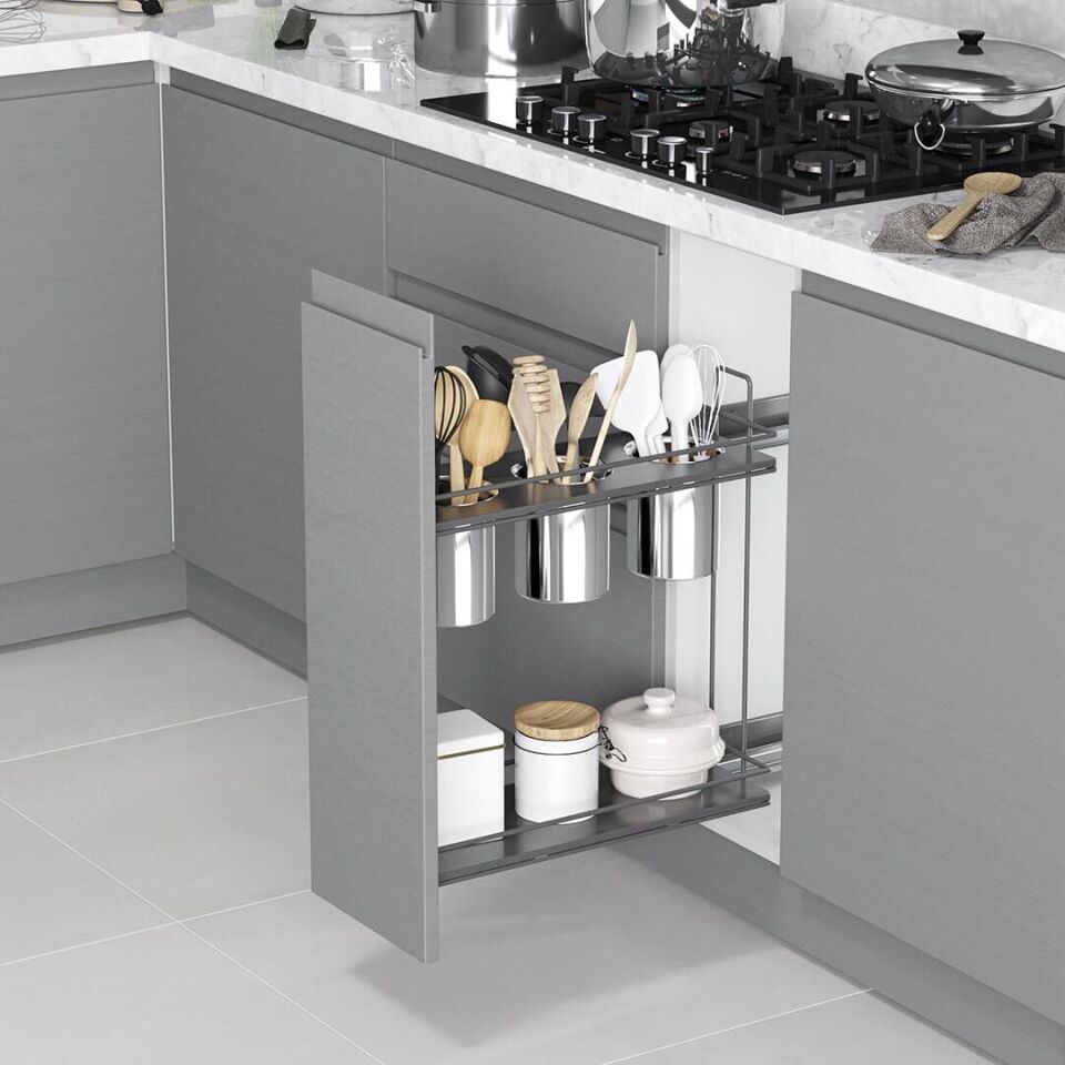 Gizli Raylı Ahşap Tablalı Kepçelik 420 mm Sağ