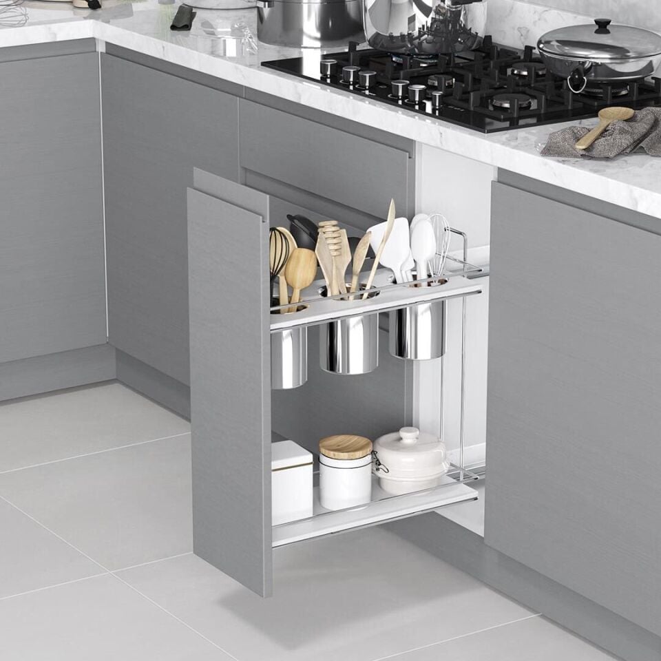 Gizli Raylı Ahşap Tablalı Kepçelik 420 mm Sağ