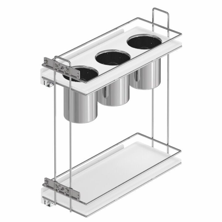 Gizli Raylı Ahşap Tablalı Kepçelik 420 mm Sağ Crom