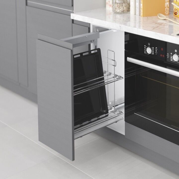 Yandan Gizli Raylı Tepsilik 350 mm Sağ Krom
