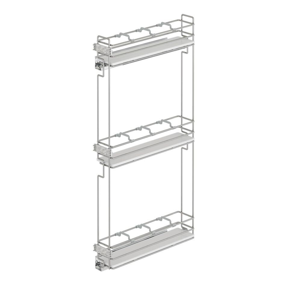 Çift Açılım Gizli Raylı 3 Sepetli Ahşap Tabanlı Şişelik 150 mm Sol