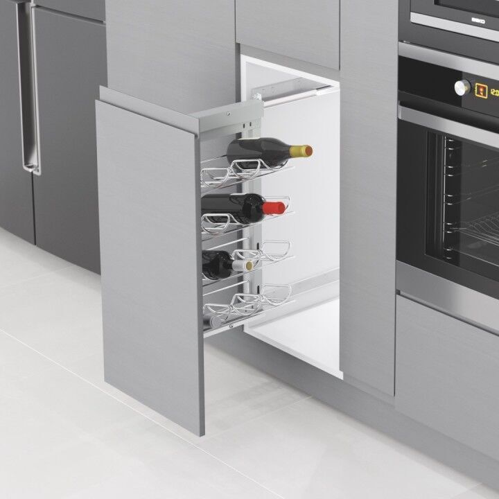 Yandan Gizli Raylı Şişe Ünitesi 260 mm Sağ Crom