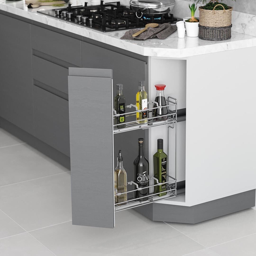 45 Derece Gizli Raylı Şişelik (Çift Açılım) Tel Sağ