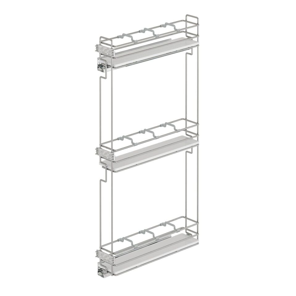 Çift Açılım Gizli Raylı 3 Sepetli Ahşap Tabanlı Şişelik 200 mm Sol