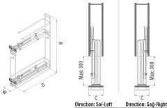 Gizli Raylı Havlu Askılı Şişelik (Tek Açılım) Tel 106 mm  Sol