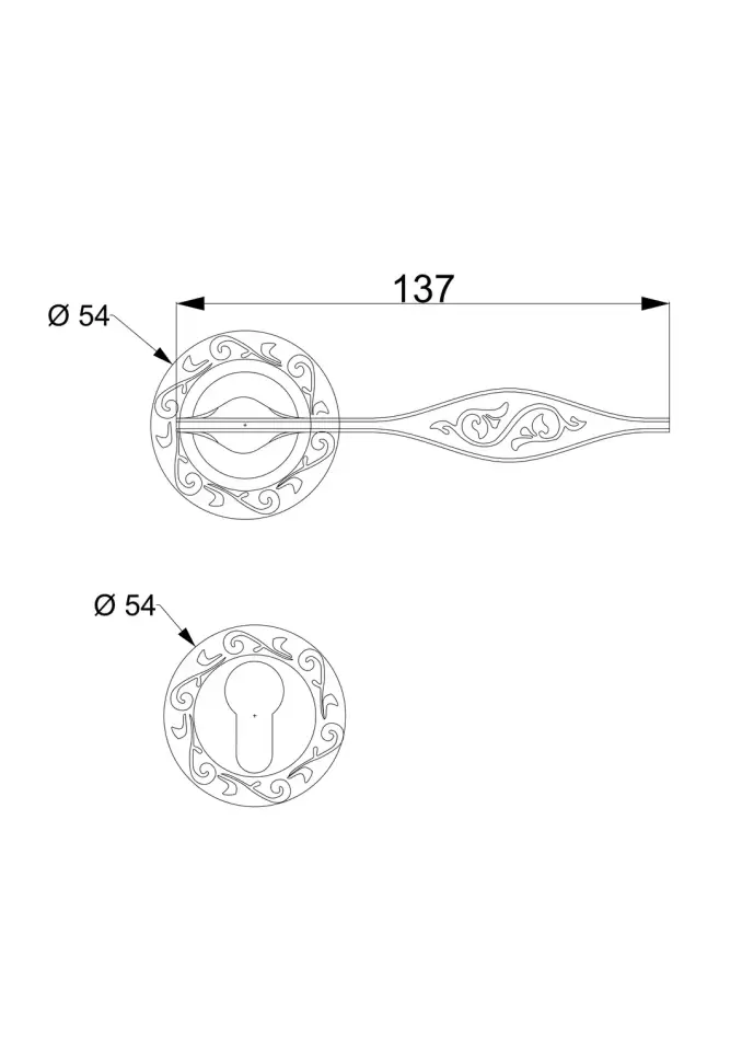 Vista D’oro Curl Desenli Kapı Kolu Altın Saten Yale