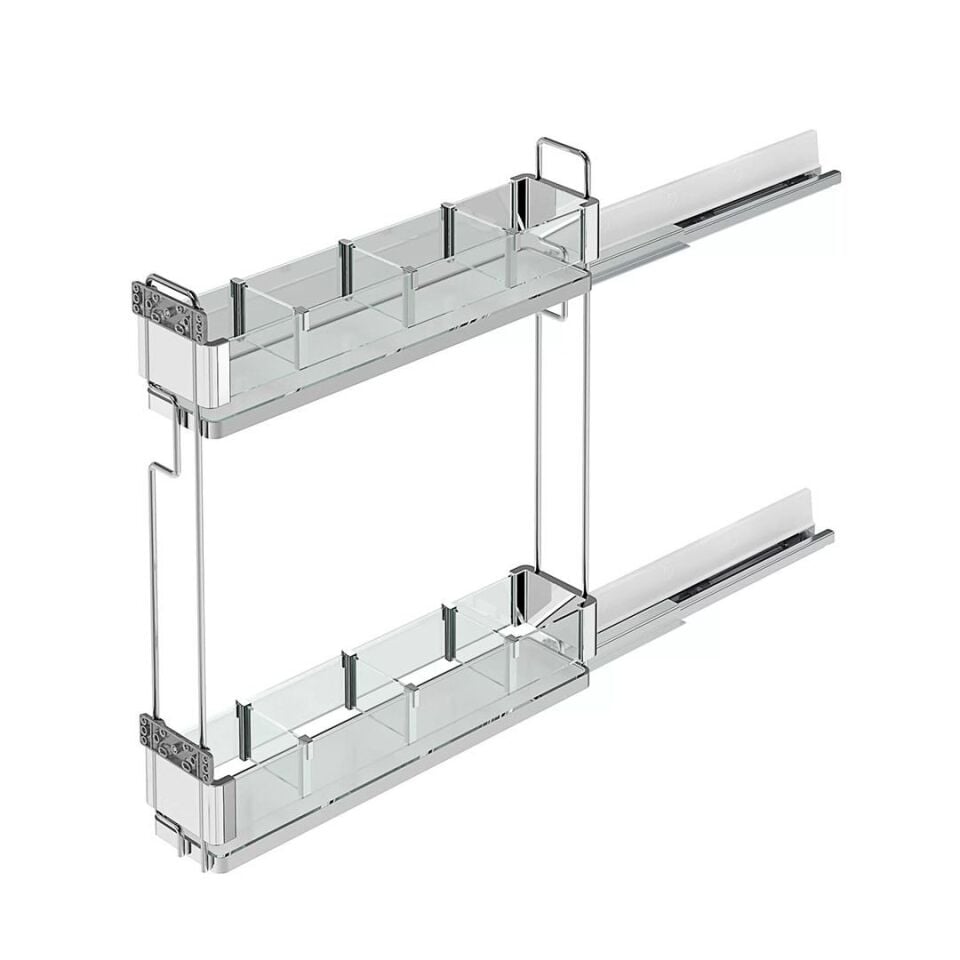 Premium Kaymaz Yüzeyli Ahşap Tablalı Şişelik Çift Açılım Sol