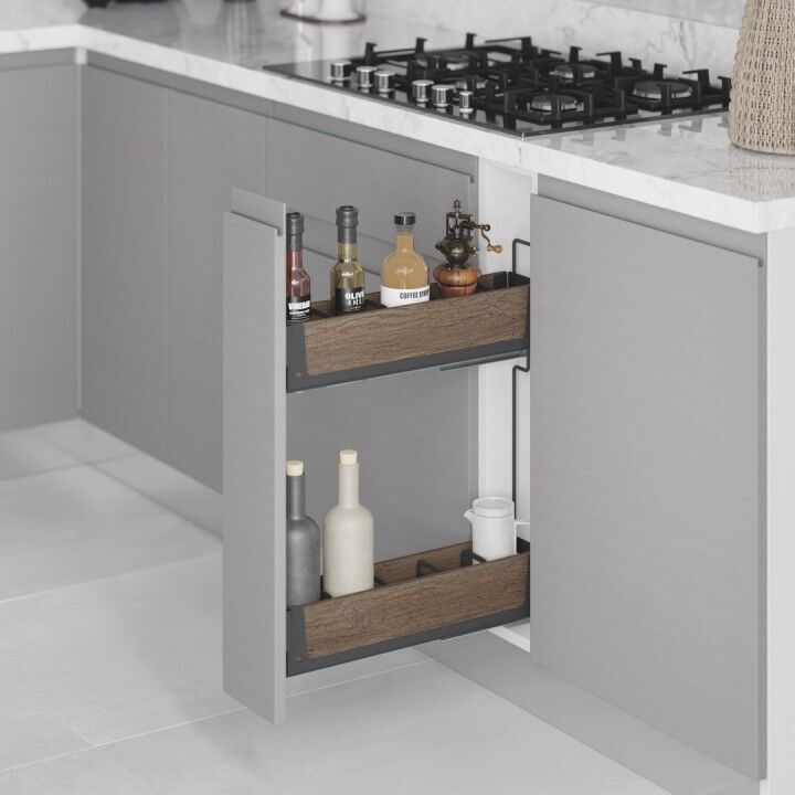 Unique Wood Kaymaz Yüzeyli Şişelik Çift Açılım Antrasit Sol