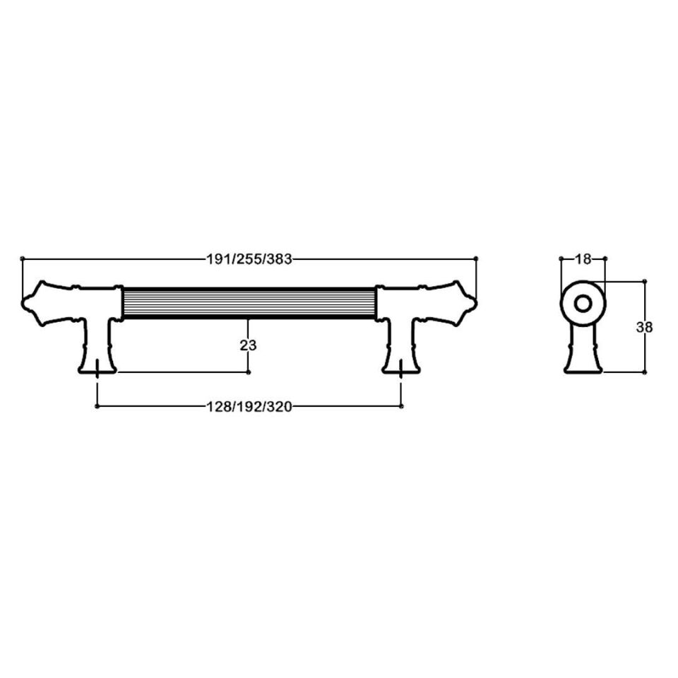 System 4675 Siyah Renk Klasik Kulp 128 mm (SY4675 0128 AL6-AL6)