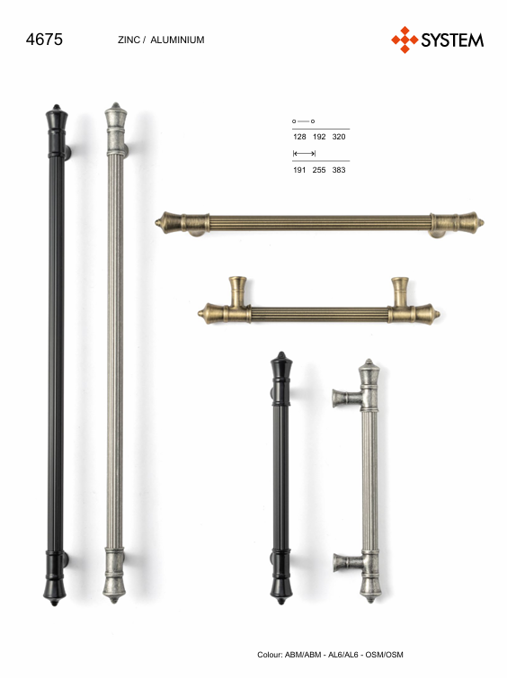 System 4675 Antik Gümüş Renk Klasik Kulp