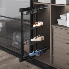 Gizli Raylı Alüminyum 4 Raflı Ayakkabılık Sol