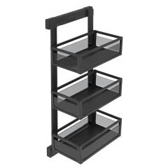 Gizli Raylı Alüminyum 3 Raflı Ünite Sol