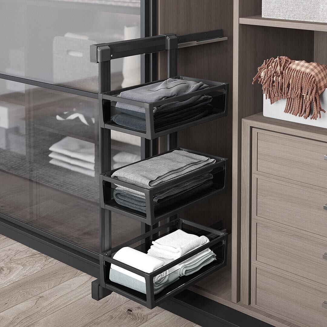 Gizli Raylı Alüminyum 3 Raflı Ünite Sol