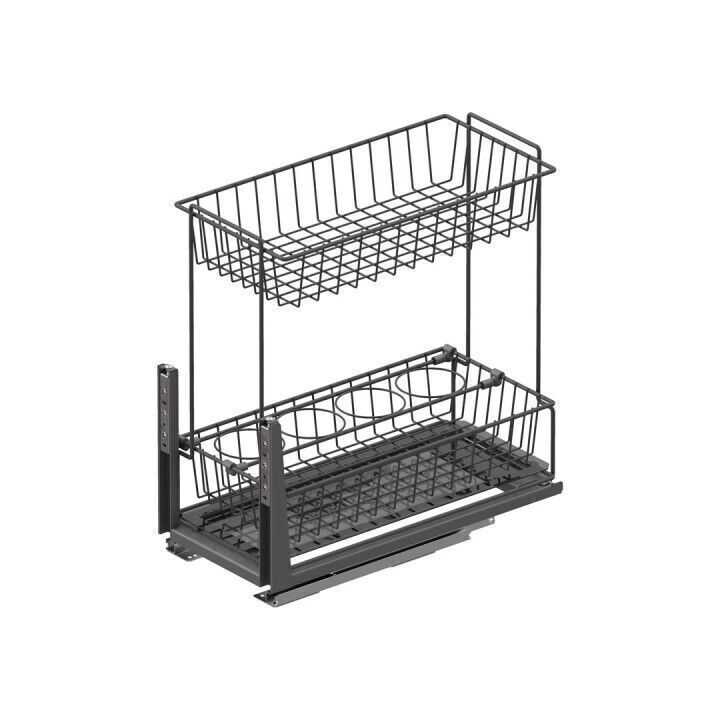 Zemin Bağlantılı Gizli Raylı Tezgah Altı 2 Sepetli Ünite 550 mm