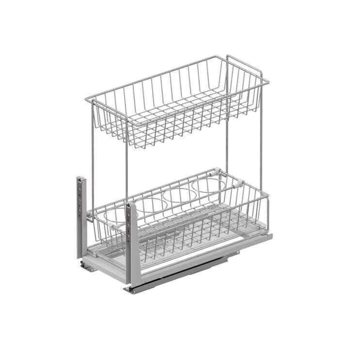 Zemin Bağlantılı Gizli Raylı Tezgah Altı 2 Sepetli Ünite 600 mm