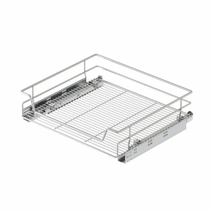 Starax Bağımsız Çift Açılım Gizli Raylı Çekmece | 55 cm Kapak Uyumlu Tel - Krom