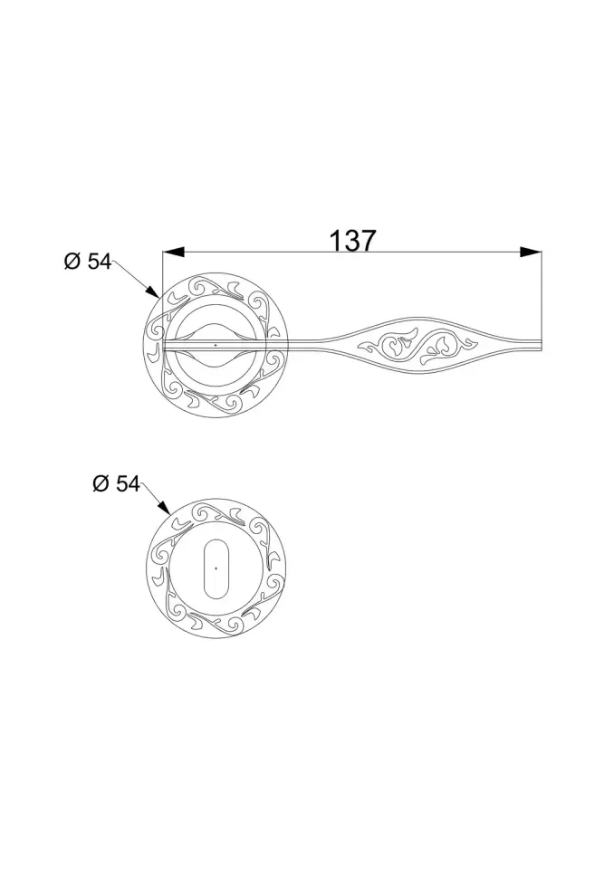 Vista D’oro Curl 102 Desenli Rozetli Kapı Kolu Altın Saten Oda