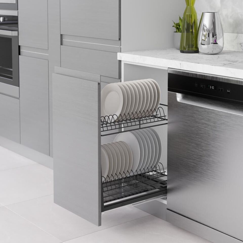 Zemin Bağlantılı Gizli Raylı Tezgah Altı Tabaklık 450 mm