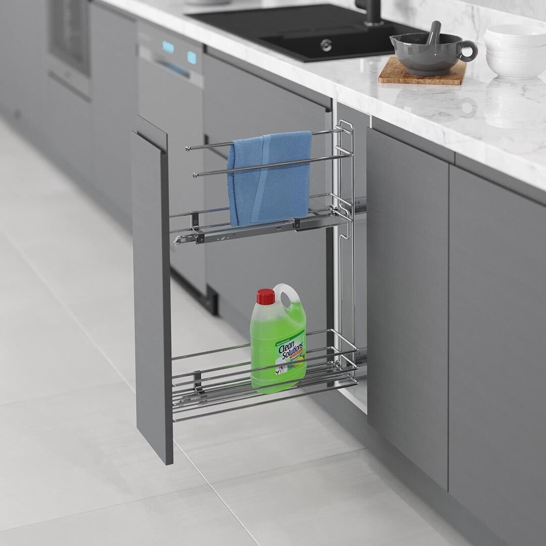 Gizli Raylı Havlu Askılı Deterjanlık (Çift Açılım)