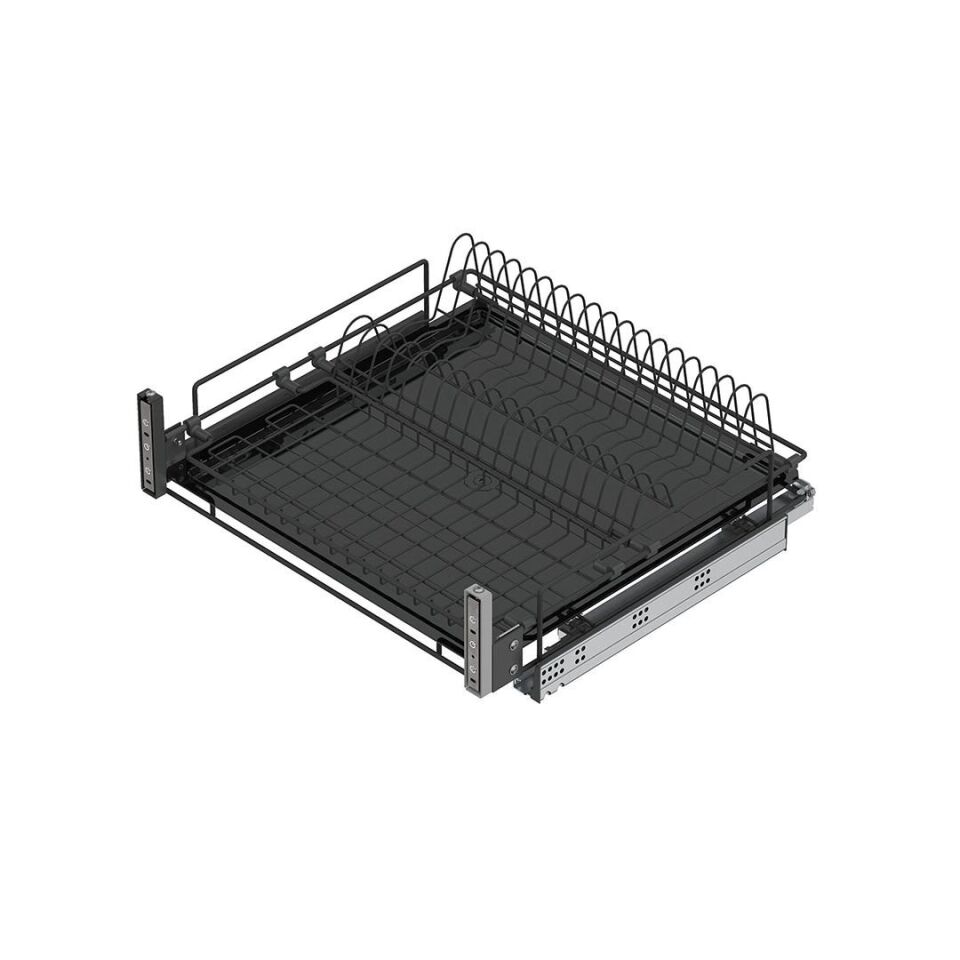 Kapağa Monte Çift Açılım Gizli Raylı Tepsili Tabaklık - Bardaklık 700 mm