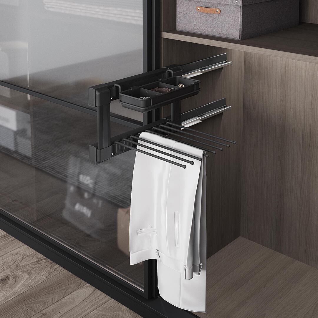 Yan Bağlantılı Gizli Raylı Alüminyum Fonksiyonel Pantolonluk Sol