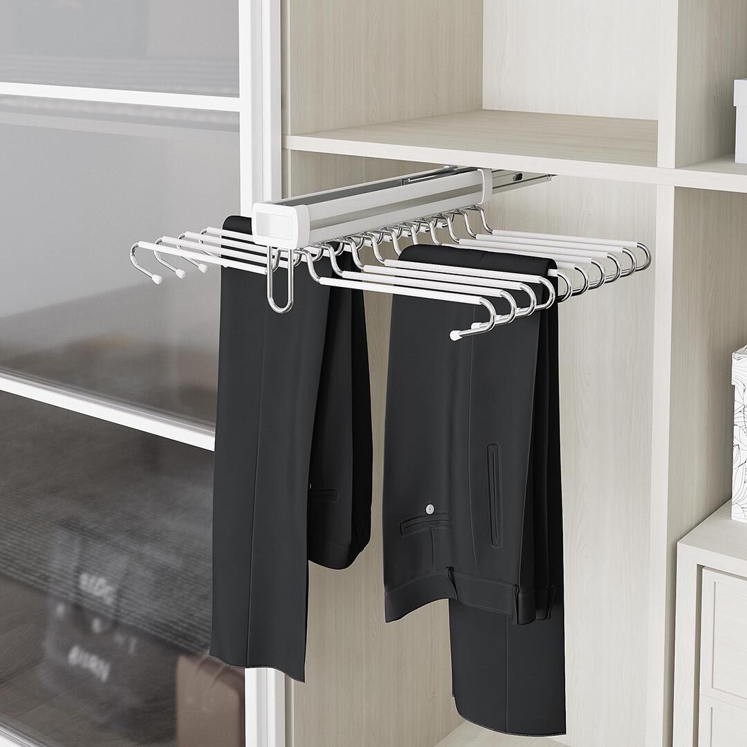 Teleskopik Raylı Alüminyum Pantolon Askısı - İkili