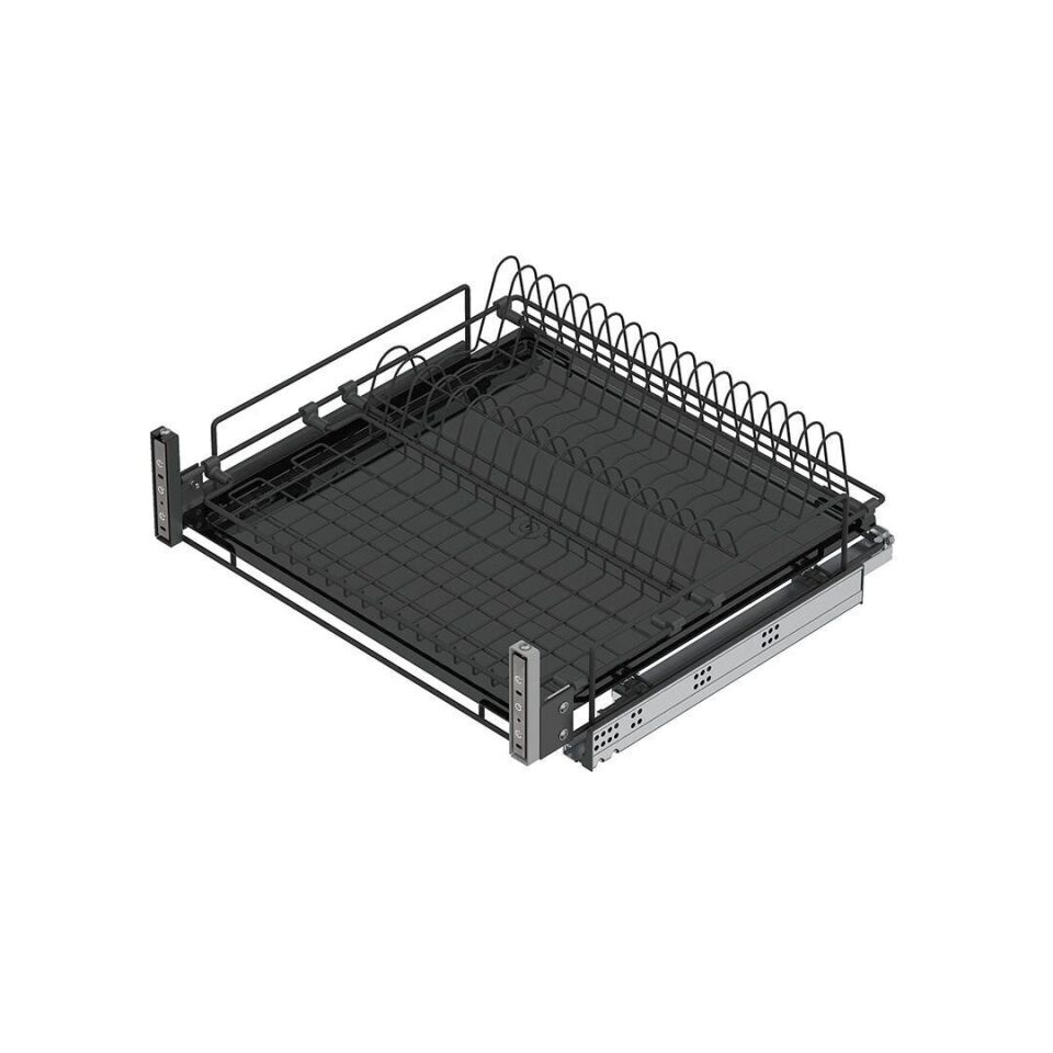 Kapağa Monte Çift Açılım Gizli Raylı Tepsili Tabaklık - Bardaklık 900 mm