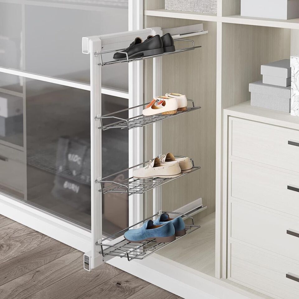 Gizli Raylı Alüminyum 4 Raflı Ayakkabılık Sağ