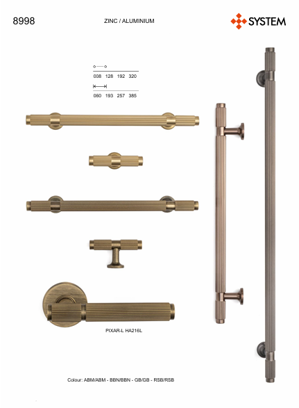 System 8998 Gold Renk Klasik Kulp