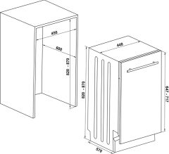 Bulaşık Makinesi, VEGA, 45 cm, Ankastre, 6 Programlı