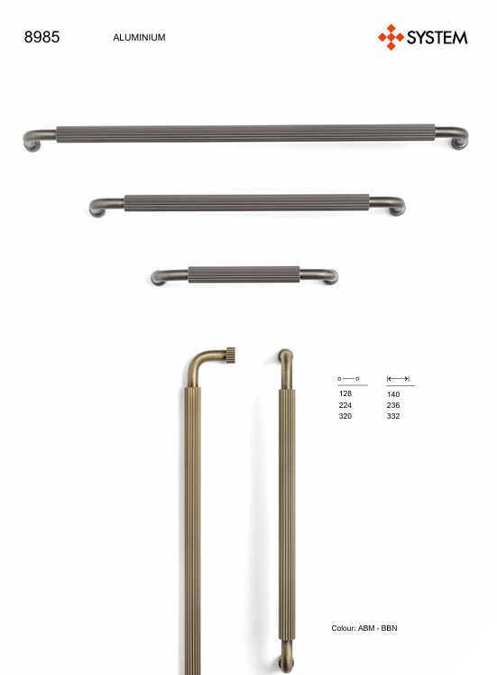 System 8985 Füme Renk Klasik Kulp