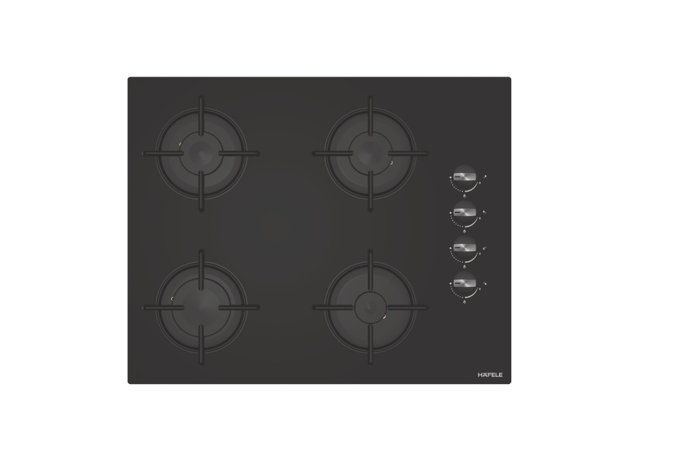 Ankastre Ocak, HÄFELE LUCE, 65 cm, Cam, 4 Gözlü, Gazlı, Çelik Izgaralı