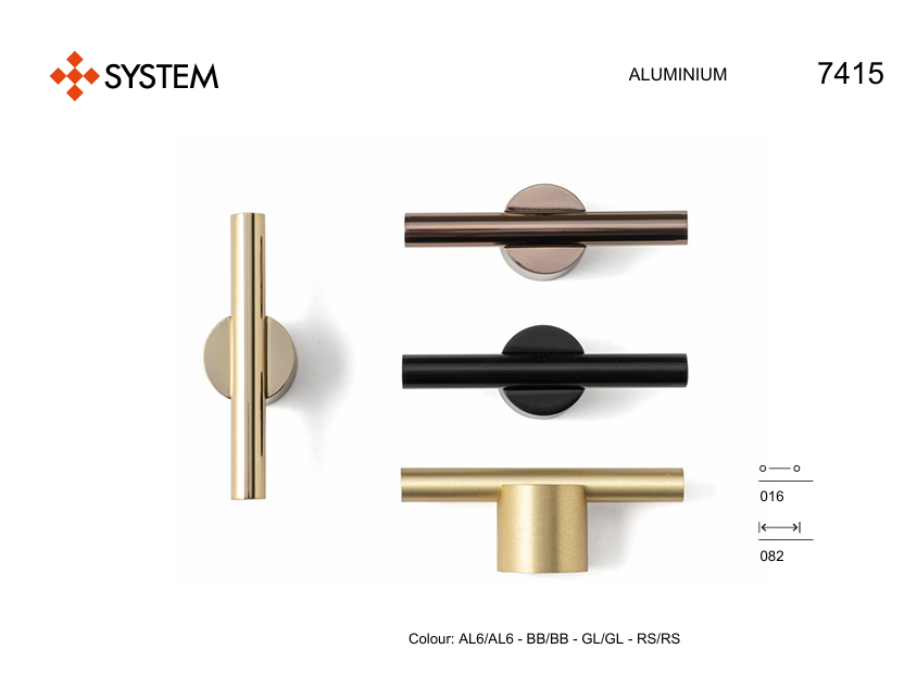 System 16 mm Siyah Renk Çift Delikli Kulp (SY7415 0016 AL6-AL6)