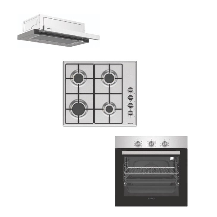 HÄFELE Ankastre Set 1 (ETERNAL Fırın, ETERNAL Ocak, ASTROL X Davlumbaz Seti) İnox