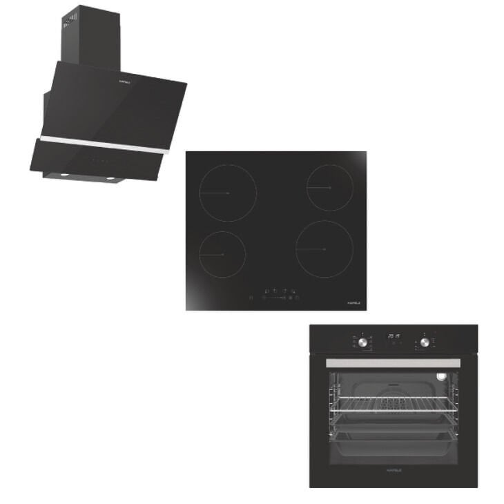 HÄFELE Ankastre Set 6 (LUCE Fırın, LUMINO Ocak, LUCE Davlumbaz Seti) Siyah